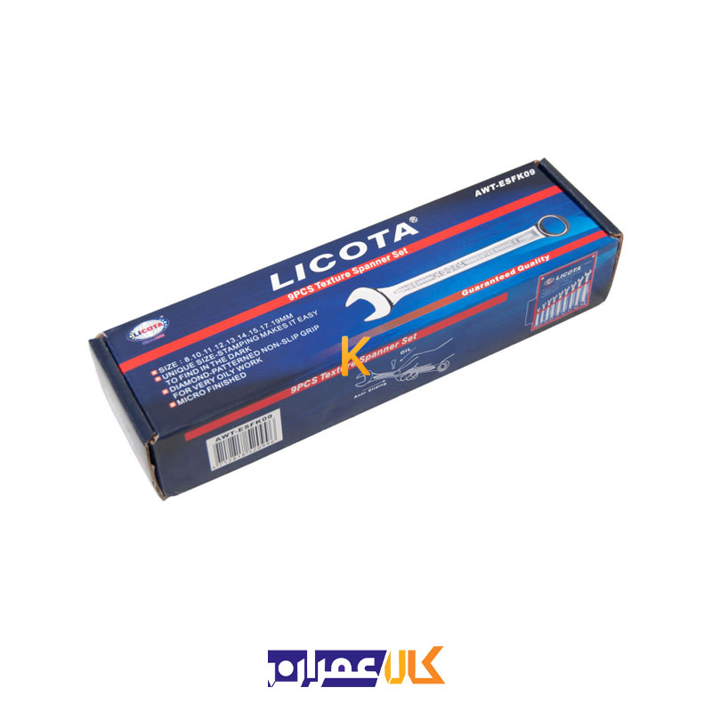مجموعه 9 عددی آچار یکسر تخت یکسر رینگ مدل AWT-ESFK09 لیکوتا