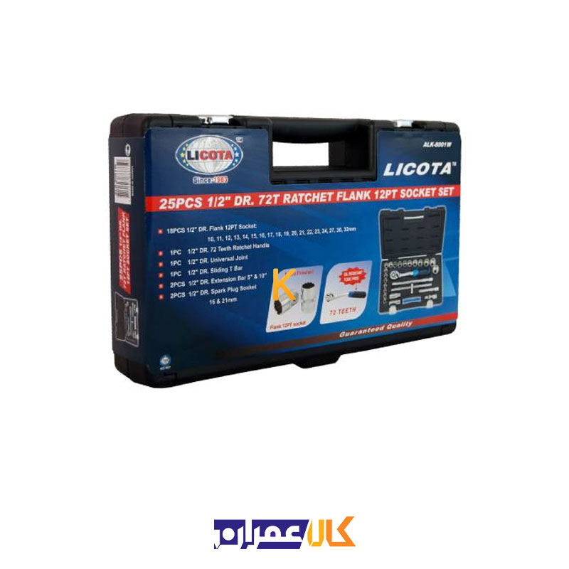 مجموعه 25 عددی آچار بکس مدل ALK-8001W لیکوتا