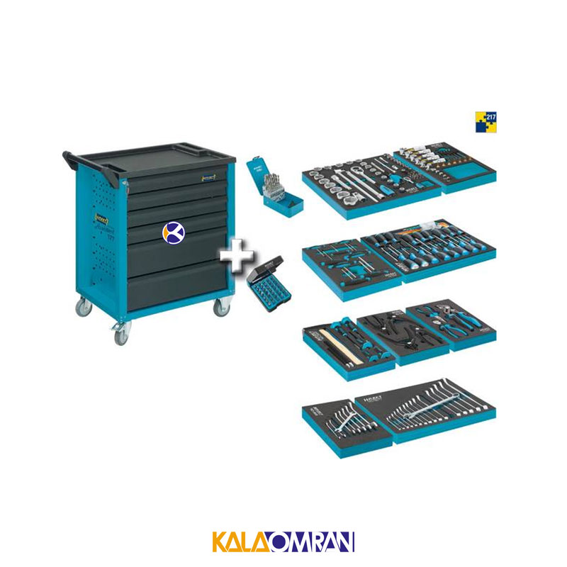 جعبه ابزار چرخ دار 6 کشو با قفل مرکزی مدل 177-6 هازت