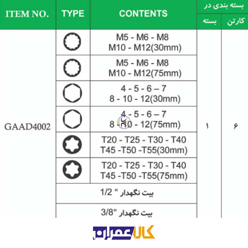 جعبه بکس 40 پارچه آلنی ستاره ای و تی مدل GAAD4002 تاپ تول TOPTUL
