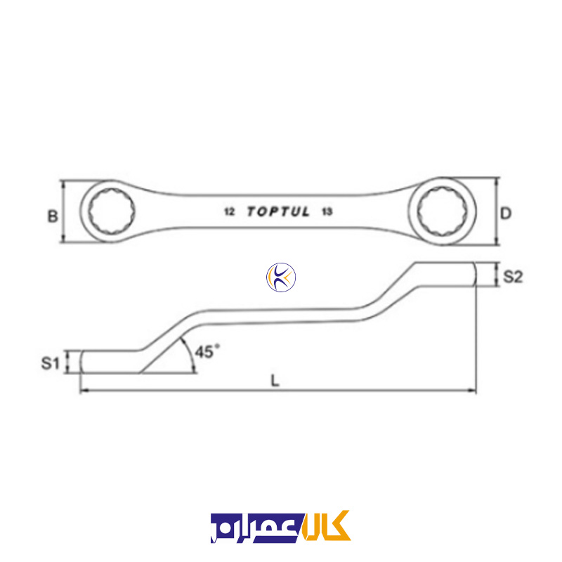 آچار دو سر رینگ کوتاه مدل AAAK تاپ تول TOPTUL