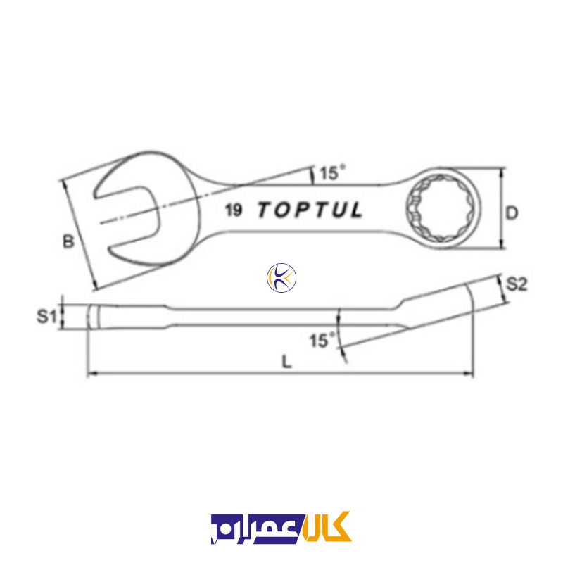 اچار یکسر تخت و یکسر رینگ کوتاه مدل AAAF تاپ تول TOPTUL