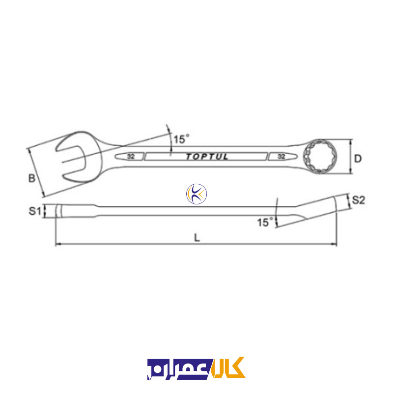 آچار یکسر تخت و یکسر رینگ مدل AAEB تاپ تول TOPTUL