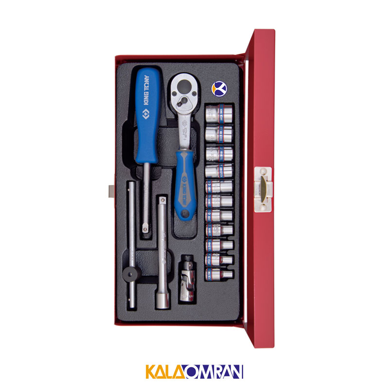 ست جعبه بکس 16 عددی 6 پر درایو 1/4 اینچ مدل 2516MR کینگ تونی