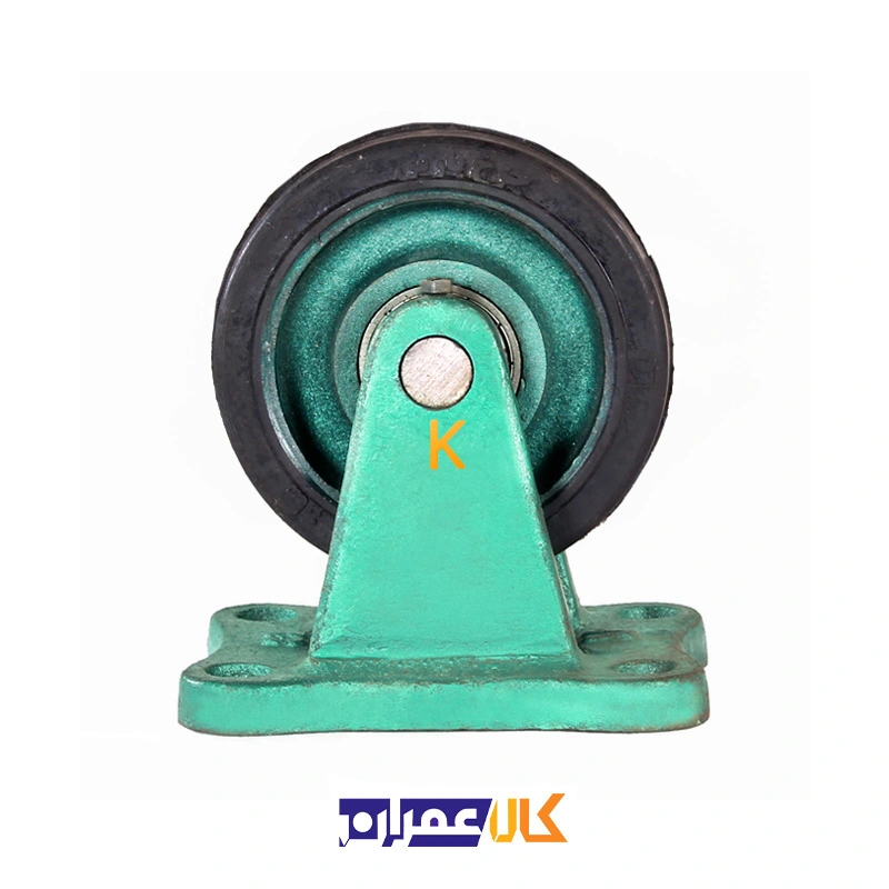 چرخ ثابت چدنی سبز روکش لاستیکی
