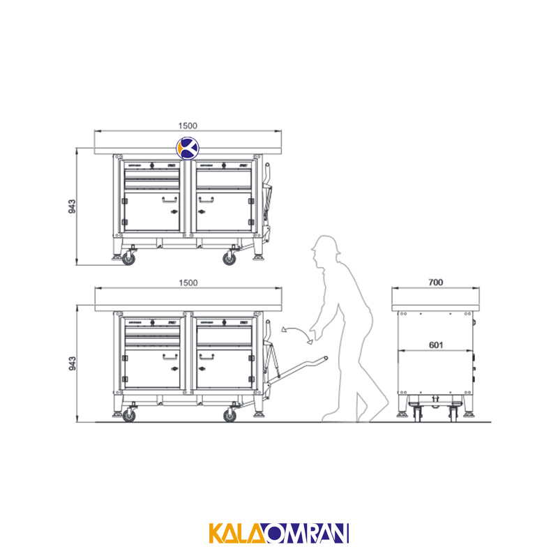 میز کار حرفه ای شاهرخ ابزار کد T120W