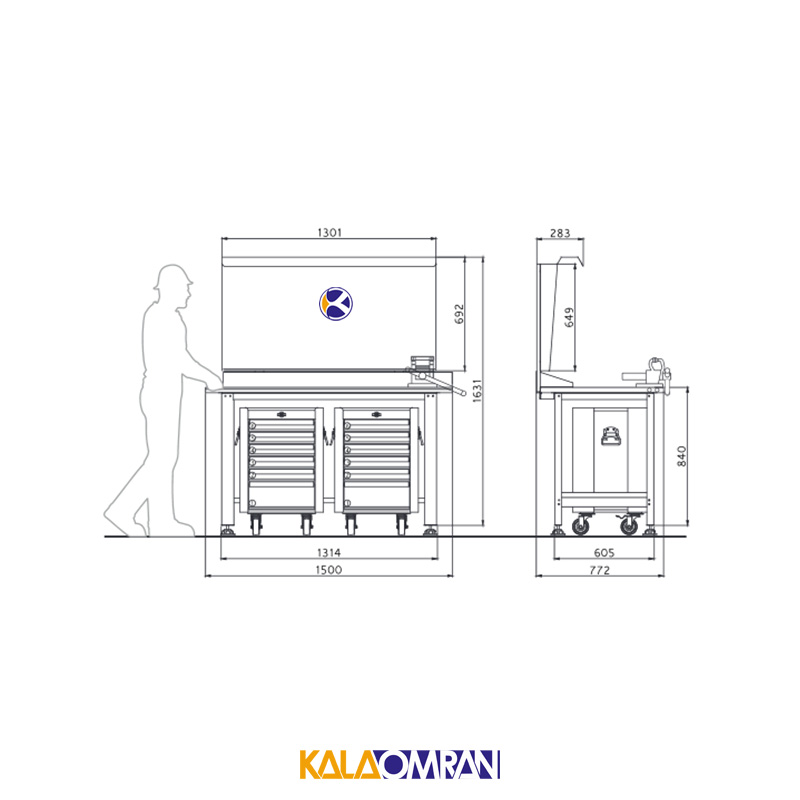 میز کار حرفه ای شاهرخ ابزار کد T153E